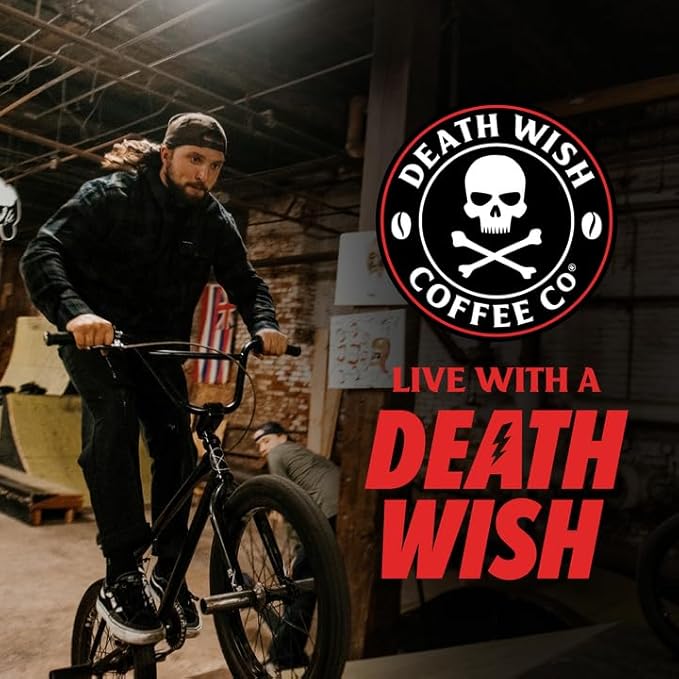 Death Wish Coffee Dark Roast Grounds - Bold Intense Blend of Arabica & Robusta Beans - USDA Organic Ground Coffee - 80 oz.