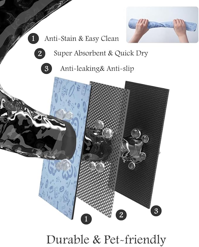 Pet Feeding Mat-Absorbent Dog Mat for Food and Water Bowl-No Stains Quick Dry Water Dispenser Mat-Dog Accessories Pet Supplies-Bowl for Messy Drinkers（Words,12"x19"