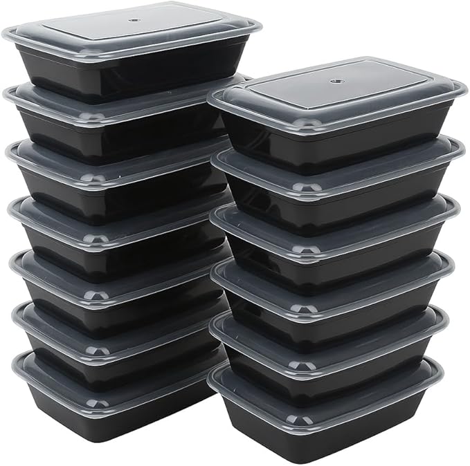 Ruthy's Outlet Meal Prep Containers W/Lids -Square Food Storage – BPA-Free| Stackable | Microwave | Freezer & Dishwasher Safe | Reusable Lunch Bento Box Portion Control & Planning (150 Pack, 32 oz)