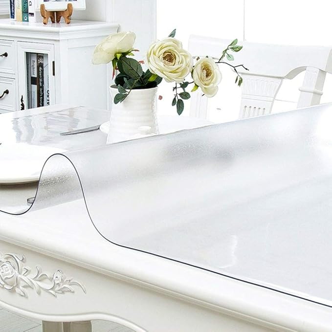 NECAUX Custom 38 x 48 Inch Frosted Table Cover Protector, 1.5mm Thick Plastic Scratch Resistent Heavy Duty Desk Pad Mat Non-Slip Tablecloth Protector for Coffee Table, Sofa Table, Media Stand