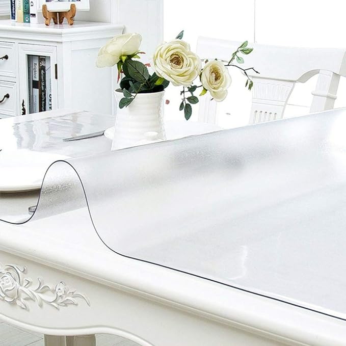 NECAUX 17 x 32 Inch Frosted Table Protector 1.5mm Thick Plastic Waterproof Desk Pad Table Cover Tablecloth Placemats for Dining Table Writing Desk Side Table End Table Night Stand