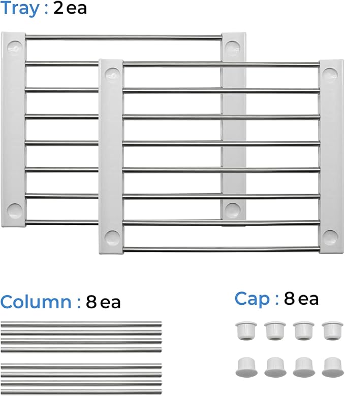 carrotez Cabinet Organizer Shelf, Set of 2 Stackable Kitchen Counter Shelves, Kitchen Cabinet Organizers and Storage, Pantry Storage Shelf Organizer, 9.8 x 7.8 x 6.1 - White