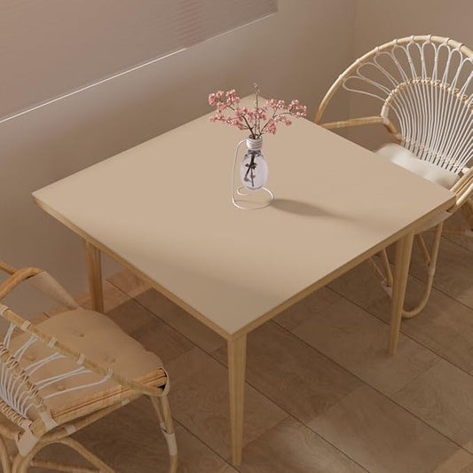 Desk Cover Protector - Used for Square Table Waterproof and Easy to Clean Good Flatness Easy to Used for Dining Table(Light Brown+Gray 44x44)