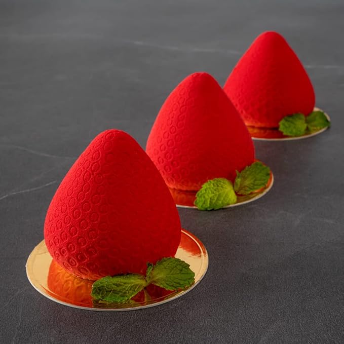 Restaurantware-Pastry Tek 8 Cavities Strawberry Silicone Mold, 1 Oven-Ready Strawberry Mold - Flexible, Freezable, White Silicone Fruit Silicone Mold, Easy Release, For Baking