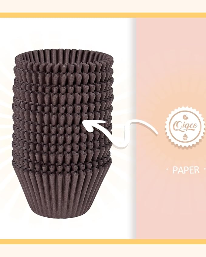 qiqee 300 Count Jumbo Cupcake Liners Coffee Muffin Liners Food Grade Jumbo Size Baking Cups Paper No Smells（Large Size）