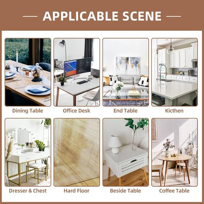 Warmstar Clear Table Cover Protector 24 x 24 Inch,1.5mm Thick Plastic Table Cover Rectangle,PVC Clear Table Protector,Desk Protector Mat for Kitchen, Dresser, Writing Desk，Dining Room Table