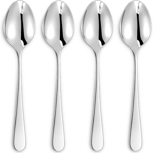 KEAWELL Premium Louise Spoons Set, Set of 4, 18/10 Stainless Steel, Exceptional mirror finish, Dishwasher Safe (9“ Serving Spoon)