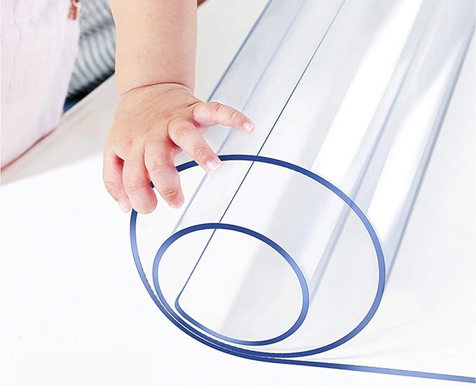 Multi Size 1.5mm Thick Custom Clear Rectangular PVC Table Protector Plastic Tablecloth Furniture Protective Cover Wooden Desk Top Coffee Dining Wood Furniture Buffet End Countertop Mat 42x86 inch
