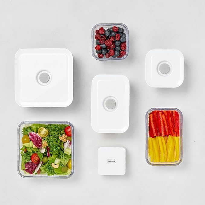 VAKUEN Premium Airtight Food Storage Containers, 2PC-SET(0.53qt), Smart One-Click Seal Lid, Patented Double Silicone Lining, 100% Leak Proof, BPA-FREE, Dishwasher, Freezer & Microwave Safe