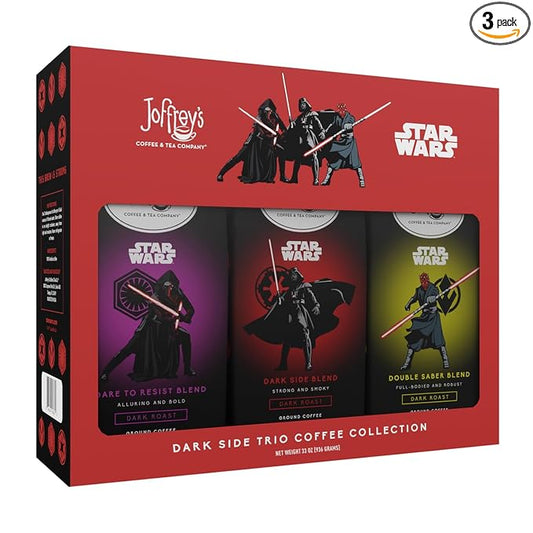 Joffrey's Coffee - STAR WARS™ Dark Side Trio Coffee Collection, STAR WARS Licensed Collection, Artisan Dark Roast, Bold & Smooth Taste, Brew or French Press (Ground, 3-pack)