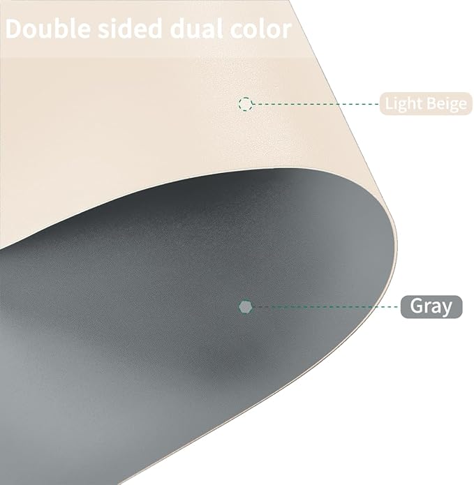 Table Pad - Used for Square Table Waterproof and Easy to Clean Good Flatness Easy to Used for Dining Table(Off White+Light Gray 46x46)