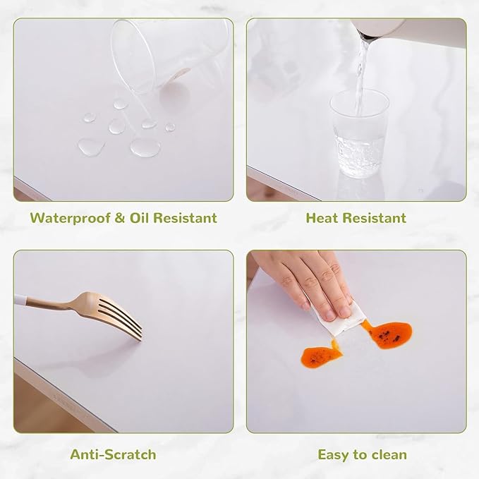 42 x 89 Inch Clear Table Cover Protector, Clear Table Protector for Dining Room Table, 1.5mm Plastic Table Cover, Waterproof Table Pad for Kitchen, Office