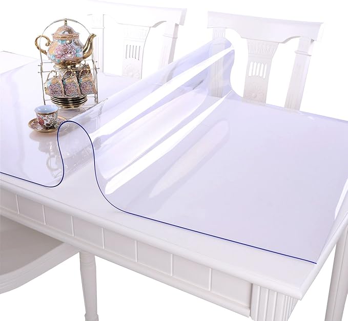 NECAUX 17 x 42 Inch Clear Table Protector, 1.5mm Thick Plastic Heavy Duty Table Pad Desk Mat Desk Protector for Kids Desk Computer Writing Desk Sofa Table Media Stand Coffee Table Makeup Room Decor