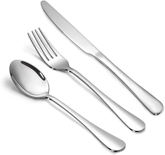 Silverware Set,SANTUO Stainless Steel Knives Spoon Forks Set for Home, Kitchen and Restaurant, Mirror Polished& Dishwasher Safe (24pcs-Dinner knives set)