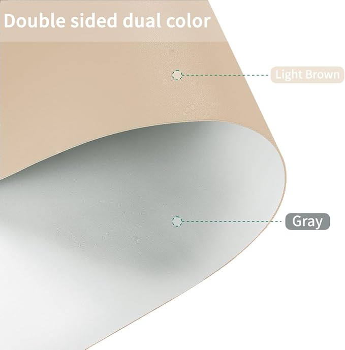 Leather Table Cover,1.8mm Thick,36x72 Inch Table Protector,Table Protector for Dining Room Table,Dining Room Table Protector Pad.(Light Brown+Gray,36x72)