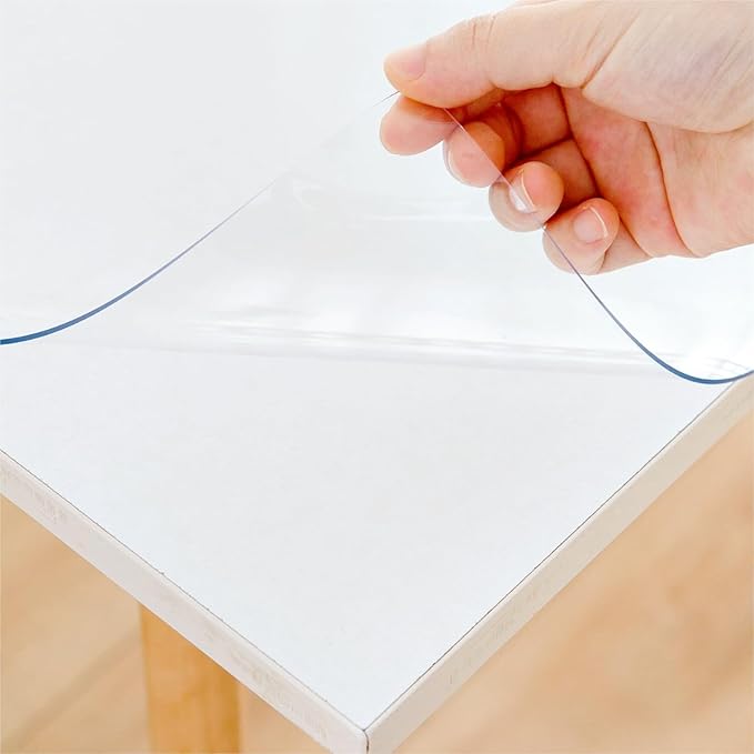 38 x 96 Inch Clear Table Cover Protector, Clear Table Protector for Dining Room Table, 1.5mm Plastic Table Cover, Waterproof Table Pad for Kitchen, Office