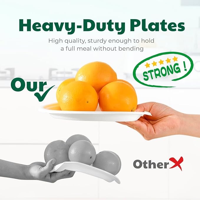 100% Compostable Paper Plates, 6 Inch, 125 Count, Heavy Duty Disposable Plates by Biodegradable Bagasse, Dessert Plates Bulk for Party | Microwave-Safe | Soak-Resistant, Cut Resistant