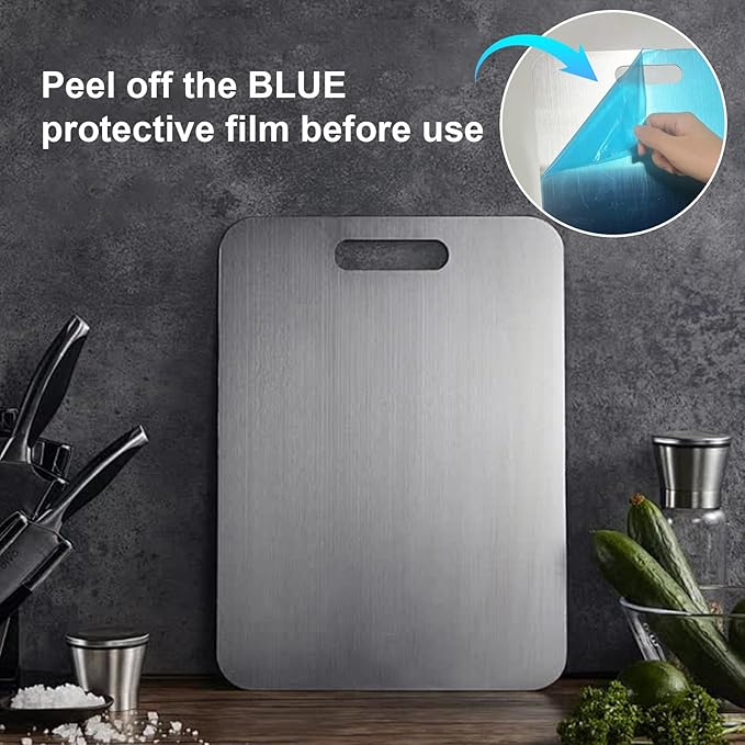 Katuchef Titanium Cutting Board,2026 New 100% Pure Titanium Cutting Boards for Kitchen,Non toxic Doubld-Side Durable Chopping Boards, Easy to Clean and Store(2PC-M+XL)