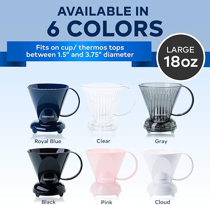 Clever Coffee Dripper and Filters, Large 18 oz (Black)| Barista's Choice| Safe BPA Free Plastic|Includes 100 Filters
