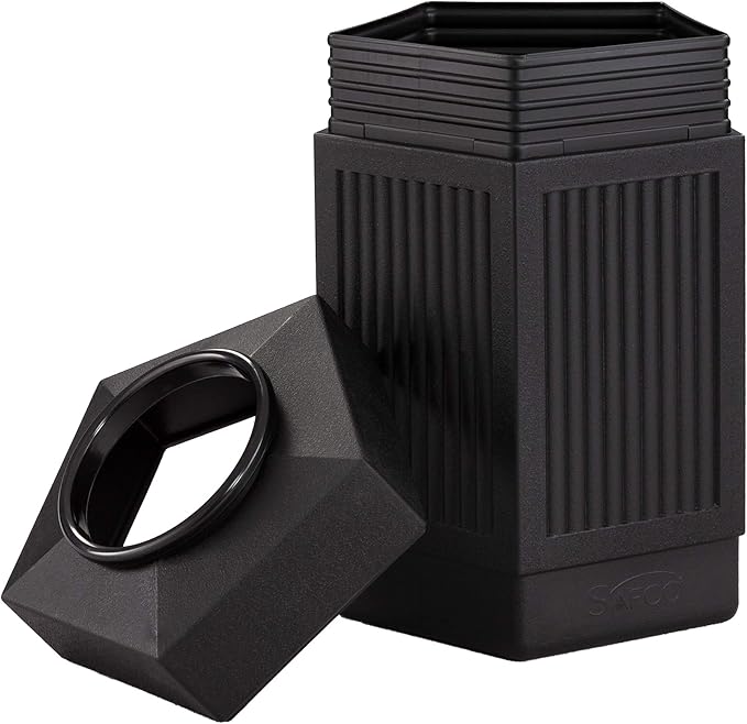 Safco Canmeleon Trash Can, 30 Gallons, Indoor and Outdoor Use, Durable & Weather-Resistant Commercial Garbage Can, Black