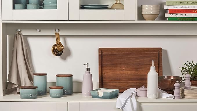 Le Creuset Signature Salt Cellar and Storage Canister with Wood Lid, 7 oz., Marseille