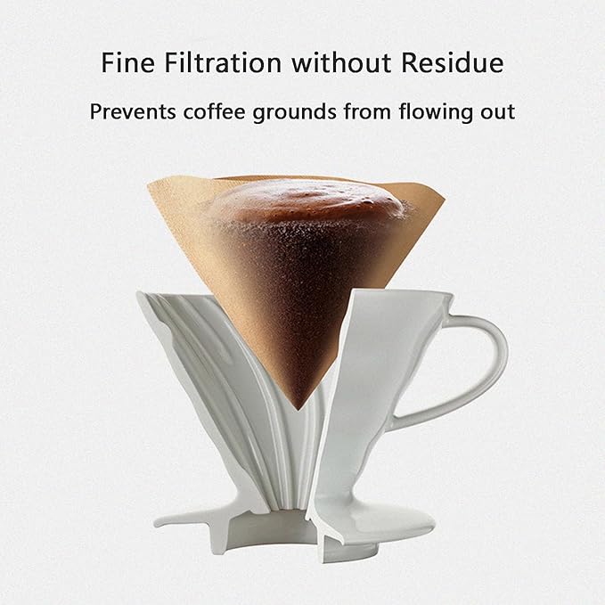 Pour Over Coffee Maker, Single Cup Coffee Dripper, Manual Porcelain Slow Brewing Accessories for Travel, Camping, Office, Home, Cafe, Coffee Gifts (White, Small,1-2Cups)