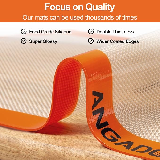 Silicone Baking Mat Sheets Set, Easy Clean &Non-Stick Food Grade Reusable Baking Mat, 1 Half Sheet+ 1 Jelly roll+1 Quarter sheet Baking Mats for Oven, Make Macarons, Cookies, Pizza, Bread and Pastry