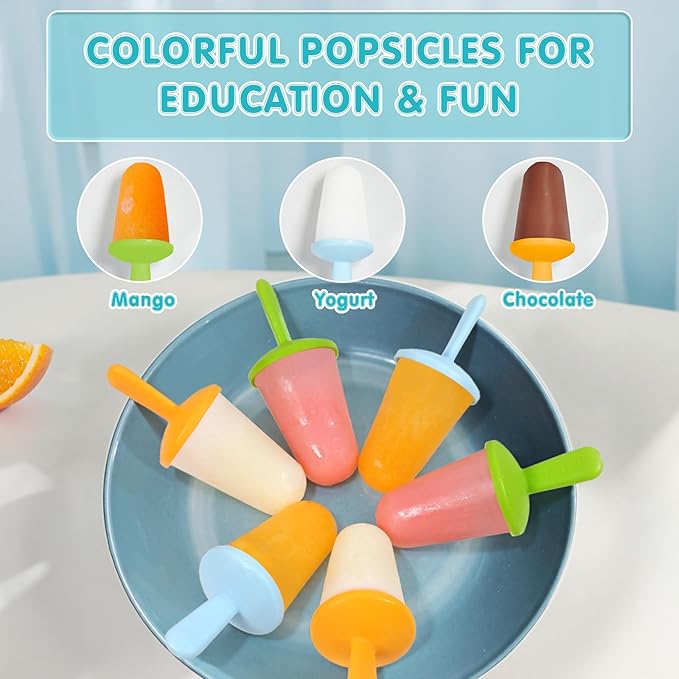 Miaowoof Silicone Popsicles Molds for Toddlers, 6-Cavity Non-BPA Premium Silicone Small Popsicle Molds, Ice Pop Mold with 6 Colorful Reusable Sticks for Kids (White)
