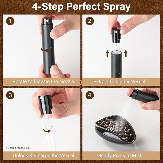 KitchenTour Ultimate Coffee Kit - Ceramic Dosing Cup + Anti-Static Sprayer + Grind Size Ruler - 3-in-1 Pro Set: Measure, Spray, Validate