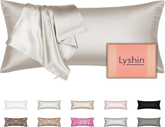 Silk Body Pillow Cover with Zipper, Mulberry Silk Pillow Cases Body Size Ultra Smooth and Soft Breathable Cooling Silk Satin Body Pillowcase for Hair and Skin (20x54 Inches, 1 Pack)
