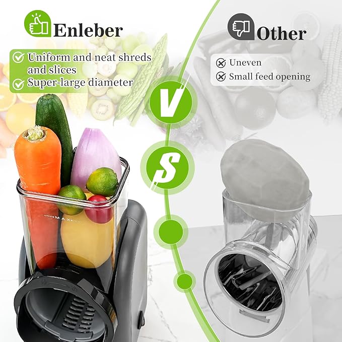 Electric Cheese Grater Rotary Slicer-One-Touch Control Vegetable Slicer, Nuts Grinder Cheese Shredder for Home Kitchen Use, 6 Replaceable Stainless Steel Blades(Black)