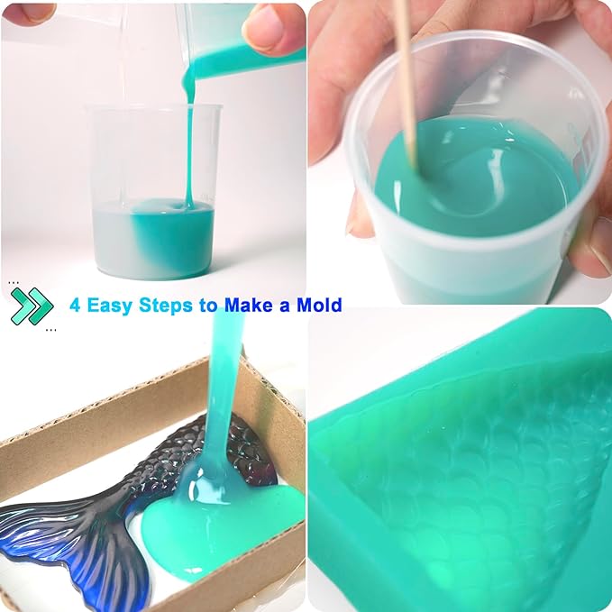 BBDINO Silicone Mold Making Kit, Super Elastic Liquid Silicon for Mold Making, N.W. 21.2 oz, 1:1 by Volume, Jade Green, Ideal for Casting Silicone Molds for Resin/Plaster/Wax/Jewelry etc.