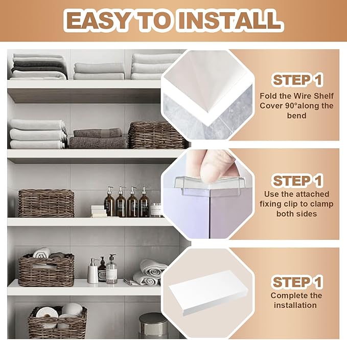 5 Pcs Wire Rack Covers 38x12x3 inch PVC Pantry Shelf Cover 0.31 inch Thick Removable Closet Wire Rack Shelf Covers,Decoration Kitchen Bathroom Office Shelving (Light Luxury White,38x12x3 inch)