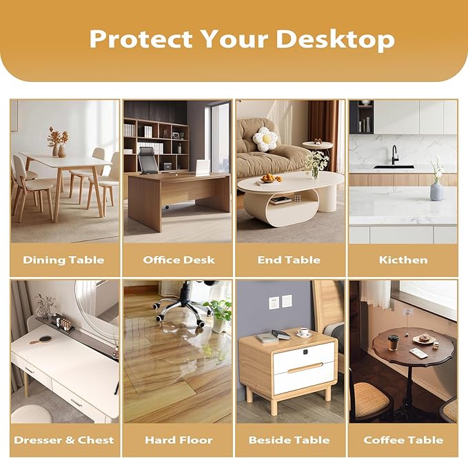 Clear Table Protector 30 x 60 Inch, 1.4mm Thick Waterproof PVC Plastic Table Cover, Durable Table Pad for Dining Room, Kitchen, Writing Desk, and Coffee Tables