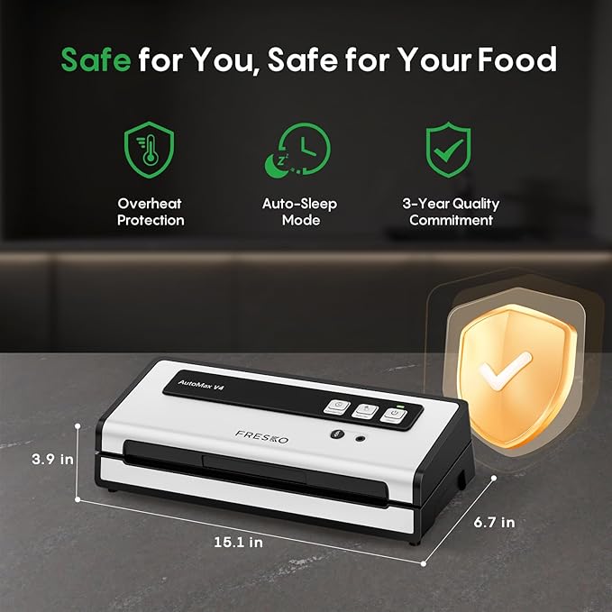 FRESKO Vacuum Sealer Machine with Automatic Bag Detection, Mason Jar Vacuum Accessory Set, Double Heat Seal, Easy to Use, Starter Kits