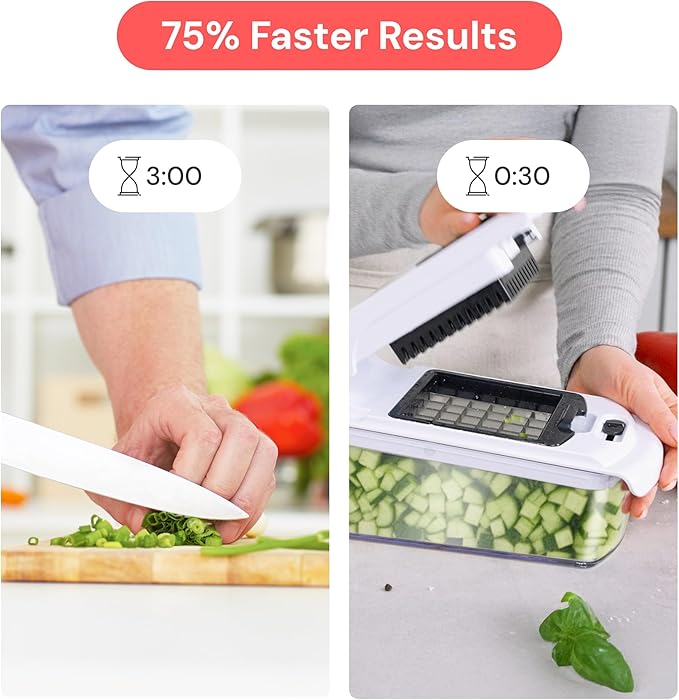 Fullstar Vegetable Chopper and Spiralizer - Food Chopper with Container, Fruit Slicer, Kitchen Gadgets & Accessories, Home Essentials (9 in 1, Black)