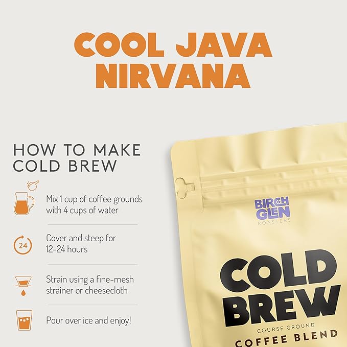 Birch Glen Roasters Cold Brew Coffee | Flavored Coarse Ground Coffee | Artisanal Roasting | 100% Arabica |1 LB | Frech XO Cognac