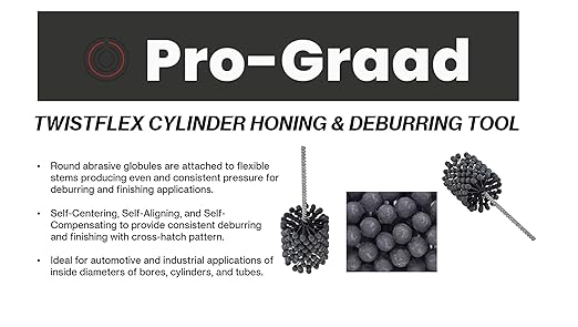 TwistFlex 3-1/8" 240SC Cylinder Hone | 3.125" Flexible Cylinder Honing & Deburring Tool | Bore Brush for Hole Diameters 2.91" - 3.12" | Silicon Carbide 240 Grit | 0.31" Shank | 13.5" Length