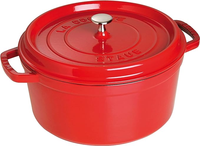 Staub Cast Iron 7-qt Round Cocotte - Cherry, Made in France