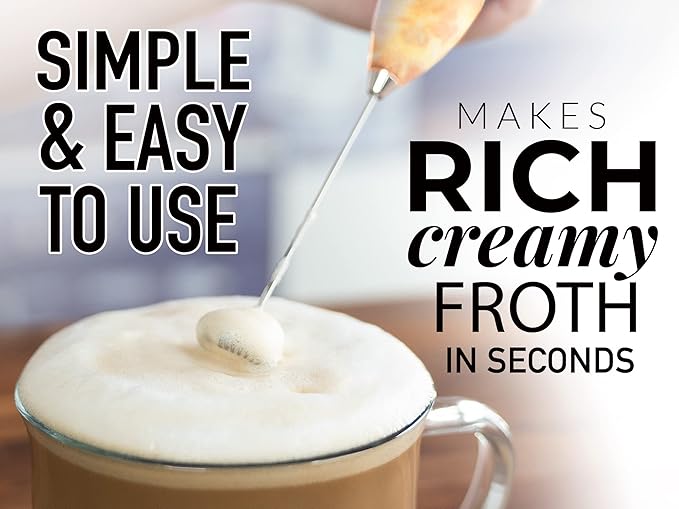 PRO MILK FROTHER WAND - ULTRA HIGH SPEED HANDHELD FROTHER - UPGRADED STAND - Powerful Handheld Mixer with Infinite Uses - Super Instant Electric Foam Maker with Stainless Steel Whisk (Granite)