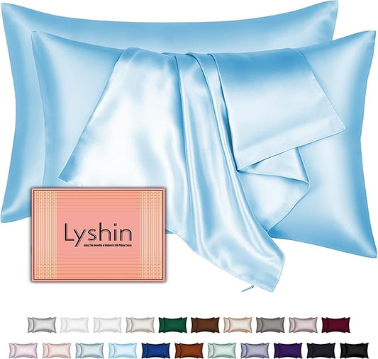 Mulberry Silk Pillow Cases 2 Pack King Size 20x36 Inches with Hidden Zipper, Ultra Smooth and Soft Breathable Cooling Silk Satin Pillowcase Set of 2, Better for Hair and Skin, Gifts for Women Men