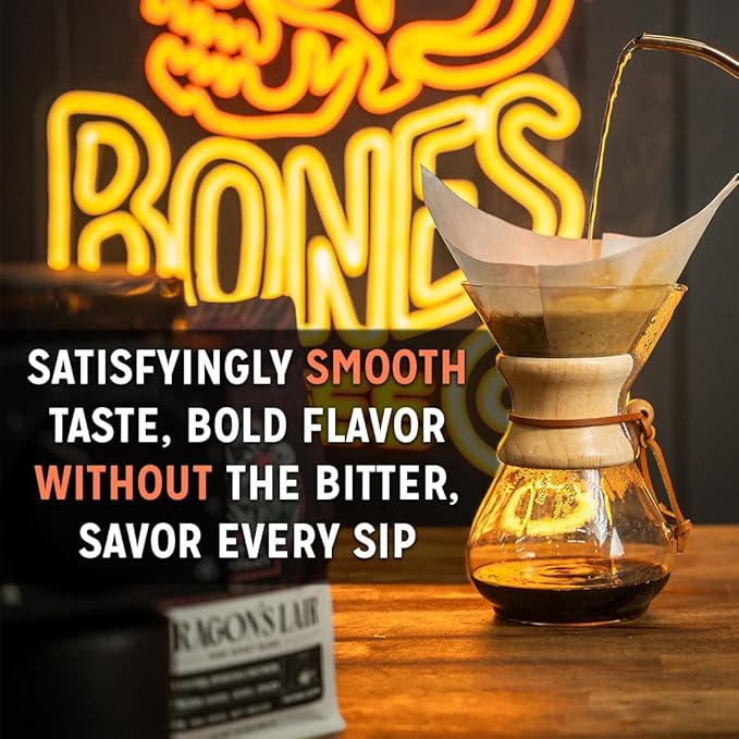 Bones Coffee Company What the Fluff?! Berry Cotton Candy Flavored Coffee, Medium Roast Low Acid Arabica Beans Compatible with Auto drip and French Press Coffee Maker, 12 Oz Whole Bean