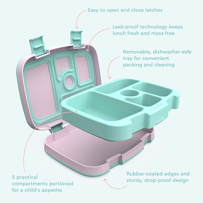 Bentgo Kids Prints Leak-Proof, 5-Compartment Bento-Style Kids Lunch Box - Ideal Portion Sizes for Ages 3-7, Durable, Drop-Proof, Dishwasher Safe, & PFAS & BPA-Free Materials (Leopard)