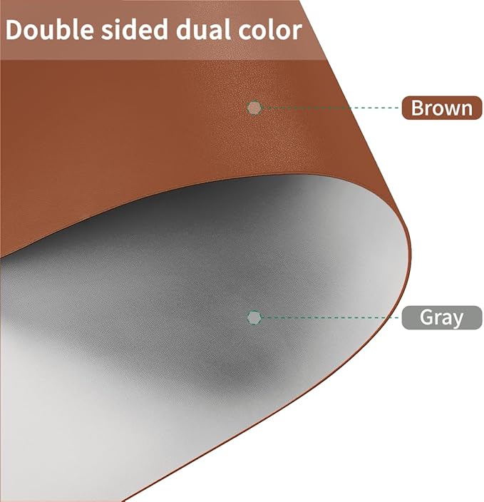 Desk Pad Mat - 14x48 Inch Waterproof Easy to Clean Can Conceal Flaws Protector The Table Top from Scratches Used for Coffee Table Office Table Dresser(Brown+Gray 14x48)
