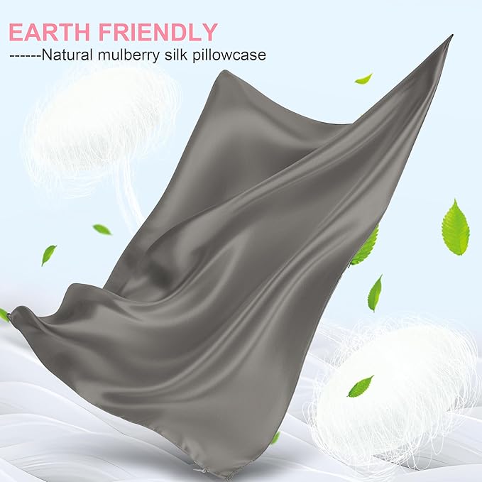Silk Body Pillow Cover with Zipper, Mulberry Silk Pillow Cases Body Size Ultra Smooth and Soft Breathable Cooling Silk Satin Body Pillowcase for Hair and Skin (20x54 Inches, 1 Pack)