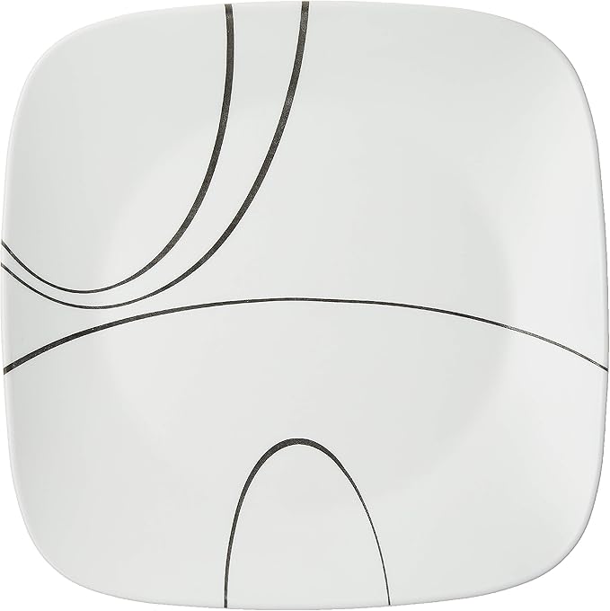 Corelle Vitrelle 6-Piece Salad Plate Set, Triple Layer Glass and Chip Resistant, Lightweight Square 10-1/4-Inch Plates Set, Splendor