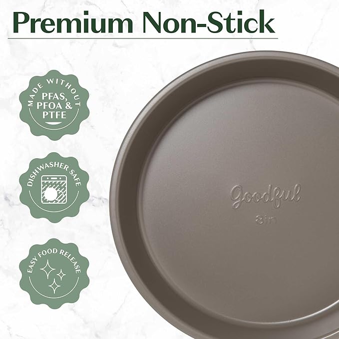 Goodful All-In-One Nonstick Bakeware Set, Stackable and Space Saving Design includes Round and Square Pans, Muffin Pans, Cookie Sheet and Roaster, Dishwasher Safe, 8-Piece, Graphite