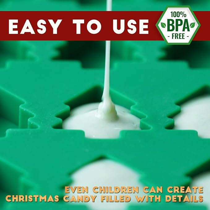 Christmas Mini Candy Molds with Xmas Tree and Gingerbread Man Shaped, 152 Cavity Non-Stick Food Grade DIY Handmade Set for Gummy Jelly Dog Treat Wax Melt Gifts Baking Supplies