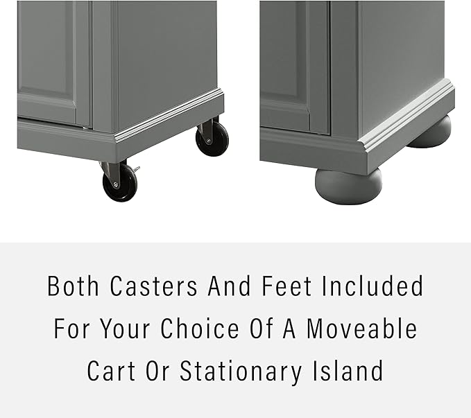 Crosley Furniture Alexandria Stainless Steel Top Rolling Kitchen Island Storage Cart, Microwave Stand, Gray