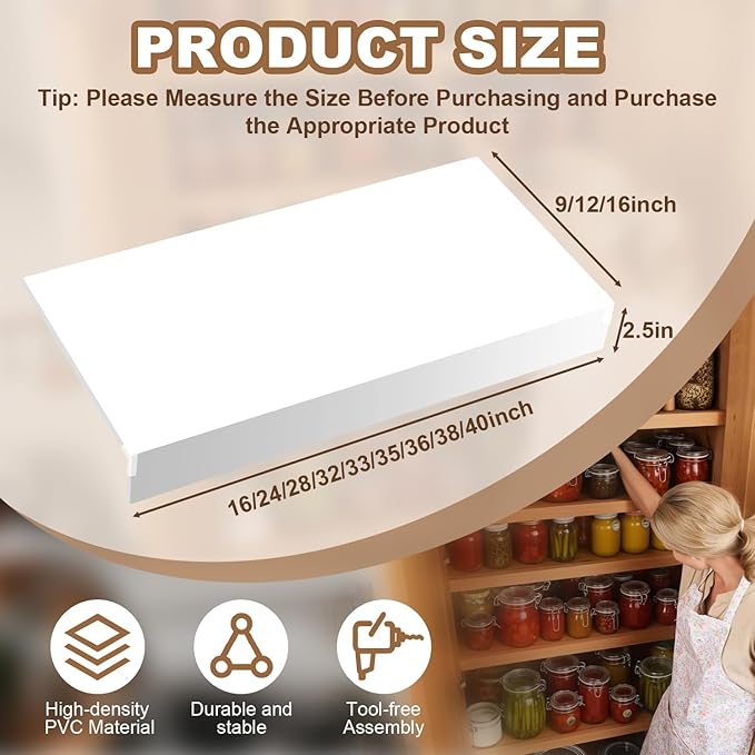 5 Pcs Wire Rack Covers 24x16x2.5 inch PVC Pantry Shelf Cover 0.31 inch Thick Removable Closet Wire Rack Shelf Covers,Decoration Kitchen Bathroom Office Shelving (Light Luxury White,24x16x2.5inch)